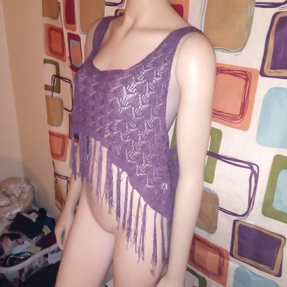 Purple carapace knit half shirt, size L
